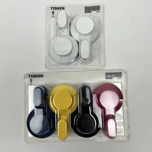 Ikea Tisken Hooks Suction Cups 4 Pack & 2 Packe White Multicolor Glass Tiles - Picture 1 of 5