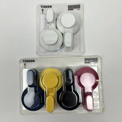 Paquete de 4 ventosas ganchos Ikea Tisken y paquete de 2 azulejos de vidrio blanco multicolor Foto 1 de 4