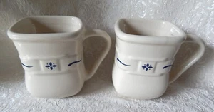 LONGABERGER Pottery - 2 Woven Traditions BLUE Square Mugs 14 oz Size - Picture 1 of 3