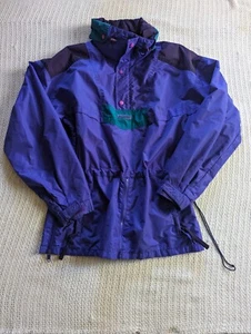 VTG 90s COLUMBIA Windbreaker Anorak Jacket Men's Medium Purple Radial Sleeve - Picture 1 of 11