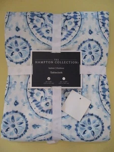NEW THE HAMPTON COLLECTION TABLECLOTH BLUE/WHITE INDOOR/OUTDOOR TABLECLOTH 60X84 - Picture 1 of 6