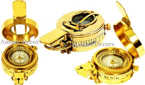 3" Maritime Polished Brass Nautical British Prismatic Military Pocket Compass - Picture 1 of 6