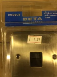 DETA 1 Gang Secondary Telephone Outlet Satin Chrome - Picture 1 of 3