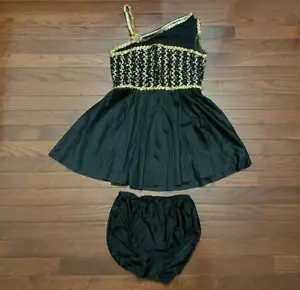 CURTAIN CALL COSTUMES 2 PIECE DANCER OUTFIT ADULT LARGE BLACK GOLD BLASIA L - Picture 1 of 5
