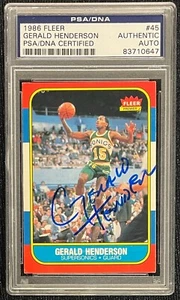 GERALD HENDERSON SIGNED 1986 FLEER #45 SUPERSONICS PSA/DNA 83710647 - Picture 1 of 2