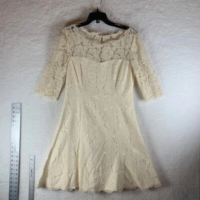 Eliza J Women's 3/4 Sleeve Lace Tulip Short Cocktail Dress in Cream Size 10 9179 - Image 1 of 4