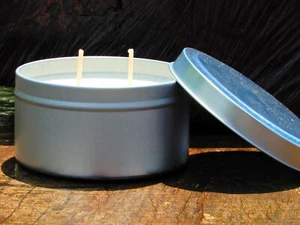 Ex Large 2 Wicks DOUBLE WICK PURE SANDALWOOD & VANILLA Scented SOY CANDLE TIN - Picture 1 of 12