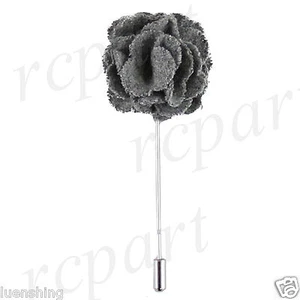 New in box formal Men's Suit chest brooch gray fabric flower lapel pin  - Bild 1 von 2