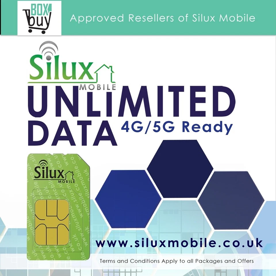 SILUX MOBILE Unlimited Data SIM Card 4G/5G Ready Mobile Broadband Data - PAY AS YOU GO Sim