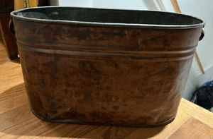 Antique 23” Copper Boiler Wash Tub Bin - Picture 1 of 7