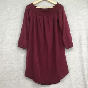 Isabel Maternity Dress Womens Large Red Burgundy Smock Off Shoulder Round Hem - Picture 1 of 9