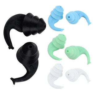 Waterproof Swimming Earplugs Noise Reduction Reusable Silicone Ear Plugs Sleep - Picture 1 of 16