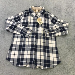 New Faherty Shirt Womens Medium M Button Up Reversible Abbott Plaid Beige sdfsd - Picture 1 of 9