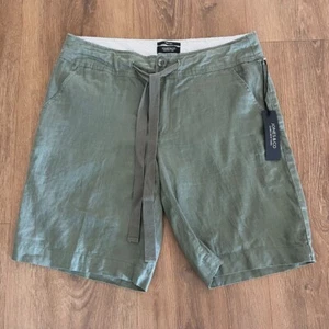 NEW Jones & Co Women's 100% Linen Shorts Drawstring Waist Olive Green Size 4 - Picture 1 of 4