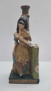 Vintage HARLEQUIN Italian Majolica Pottery Woman Masquerade Wine Bottle Bookend - Picture 1 of 5
