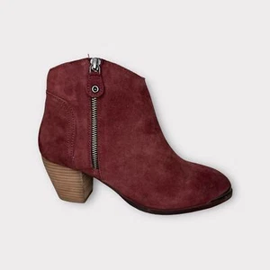 Diba Burgundy Red Leather Sequoia Western Booties 8 - Picture 1 of 7