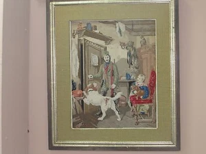 Antiker europäischer Petit Point Wandteppich handgefertigt Aubusson 17" x 20" gerahmt - Bild 1 von 4