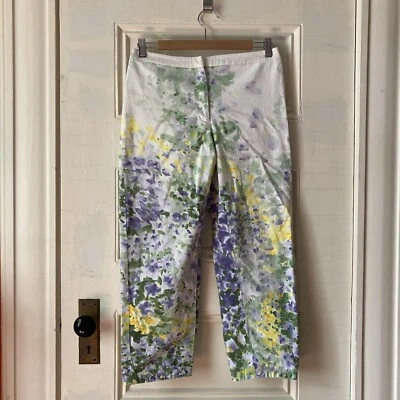 Pantalones chinos Womyn 8 blancos florales degradados Ombré frente plano Y2K LEER: DEFECTOS Foto 1 de 4