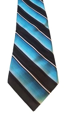 Croft & Barrow Luxury Black Blue Stripes All Silk Necktie Tie Business Church - Image 1 of 4