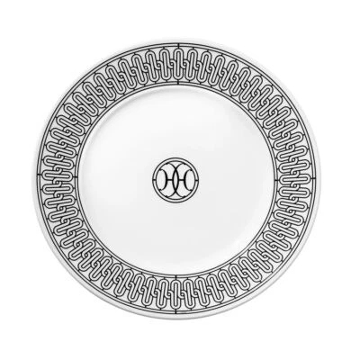 HERMES H DECO PAIR OF NO. 1 DESSERT PLATES #P037007P BRAND NIB PORCELAIN F/SH - Image 1 of 2