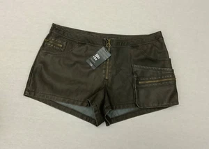 RITA ORA PRIMARK BROWN LEATHER LOOK SHORTS SIZE 18 NEW LADIES - Imagen 1 de 7