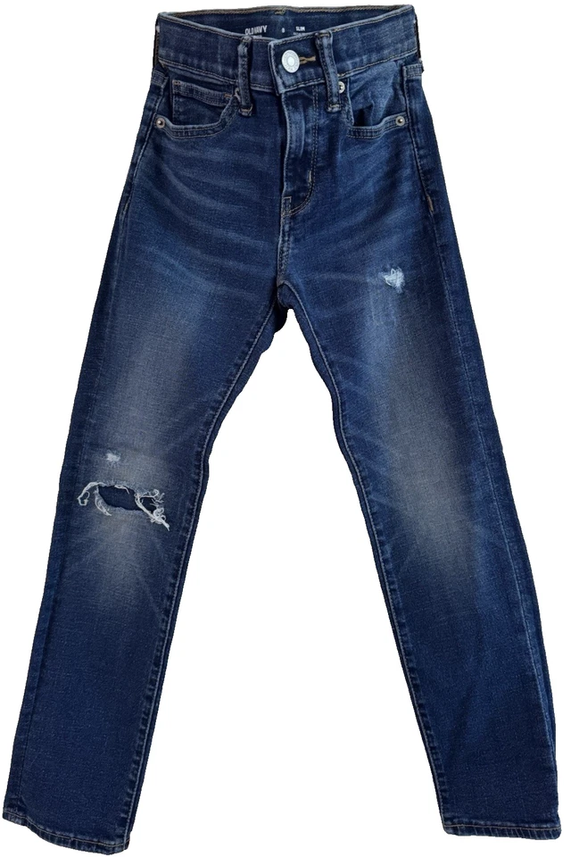 Old Navy Boy's Jeans Pants Adjustable Waistband Size 8 Slim Stretch Dark Wash - Image 1 of 4