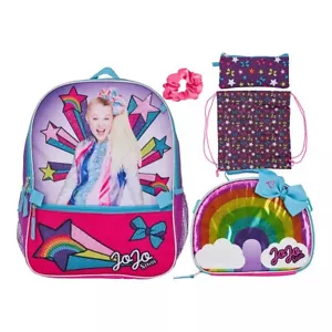 Jojo Siwa Rainbow Backpack & Lunch Box 5-piece Set School Book Bag NWT - Picture 1 of 6