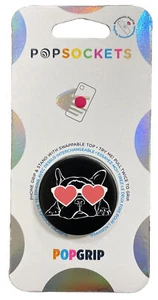 PopSockets PopGrip Sleepy Shades Dog Hearts Cell Phone PopTop Stand - Picture 1 of 2