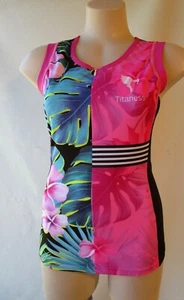 Titaness new womens tri top pink floral sleeveless size m NWT - Picture 1 of 5