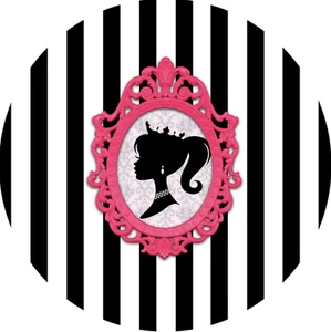 SPA SALON GIRL SILHOUETTE BLACK WHITE STRIPES PINK PARTY ROUND BIRTHDAY BANNER - Picture 1 of 2