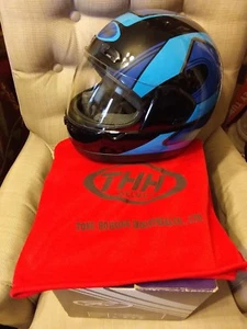 NEW THH Motorcycle Helmet, Size Large Black & Blue New In Box - Picture 1 of 8