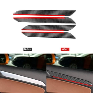 4Pcs Carbon Fiber Inner Door Panel Red Edge Cover Trim For Audi Q3 2013-2018 - Picture 1 of 12