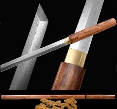 Straight Sword Blade WUSHU Broadsword Damascus Steel Saber Rosewood Scabbard - Image 1 of 4
