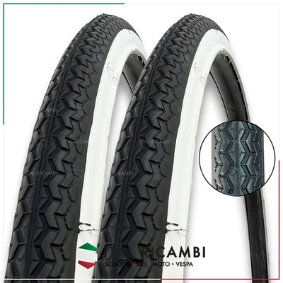 COPPIA COPERTONI BICI DONNA 26 X 1 3 8 BIANCO NERO 37 590 - Immagine 1 di 4