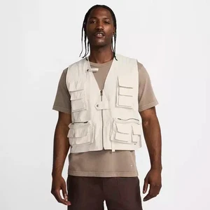 Sz Med - Nike Life Utility Vest Beige Authentic Men New Rare FN3214-104 - Picture 1 of 7
