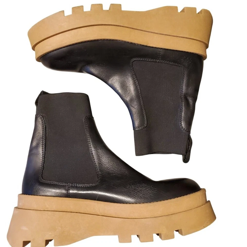 Steve Madden Sylar 靴子 - 黑色皮革凸起橡胶鞋底 - 女式 9 码 — 第 1/4 张图片