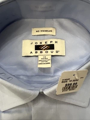 Camisa Joseph Abboud Hombre Manga Larga Talla 15 32-33 Azul Nueva Con Etiquetas Algodón Egipcio Foto 1 de 4