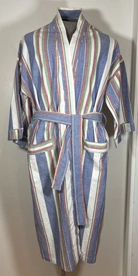 Bata Bill Blass De Colección Para Hombre 100% Algodón Multicolor Rayas Salón 45.5 pulgadas Largo Foto 1 de 4