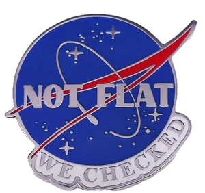 NASA “Not Flat We Checked” Metal Enamel Pin - New NASA Pin - Picture 1 of 4