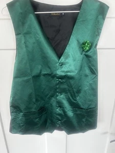 NWT St. Patrick’s Day Green & Black Vest Medium W/ Green Flower - Pics! DiBanGu - Picture 1 of 6