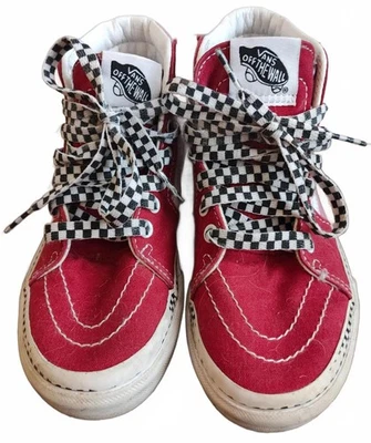 Niñas VANS Off The Wall Rosa Rojo Lona Alta Elevación Skateboard Tenis Talla Y1 Foto 1 de 4