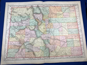 1898 Map COLORADO Rand McNally 28" x 21.5" Counties Shown in Different Colors - Picture 1 of 18