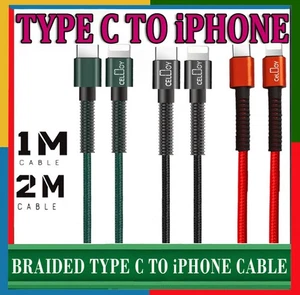 Geflochtenes langes 1M 2M Schnell USB Typ C auf iPhone 14, 13, 12, 11 Pro Ladekabel - Bild 1 von 10