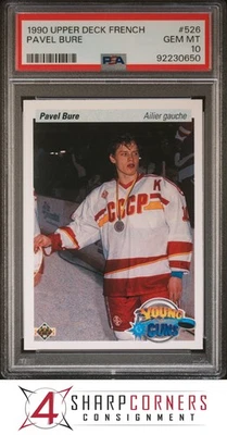 1990 UPPER DECK FRENCH #526 PAVEL BURE RC YOUNG GUNS HOF PSA 10 - Image 1 of 2
