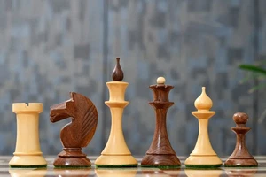 1950s Soviet Latvian Reproduced Chess Pieces Sheesham & Boxwood 4.1" King - Picture 1 of 8