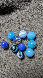 Lot of Ten Vintage Blue Marbles - Picture 1 of 3