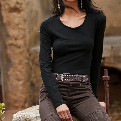 Camiseta Peruvian Connection Pima Mezcla Algodón Manga Larga Capas en Negro XL Foto 1 de 4