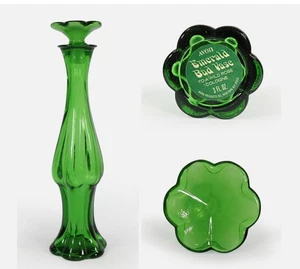 1960s Vintage Avon Emerald Bud Vase 💚 To  A Wild Rose Cologne 3oz. Empty Bottle - Bild 1 von 3