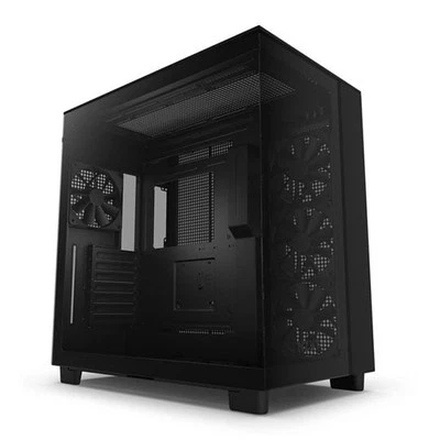 NZXT H9 Flow, Black, Mid Tower Chassis w/ Tempered Glass, 4x 120mm Fans, USB 3.2 - Image 1 of 4