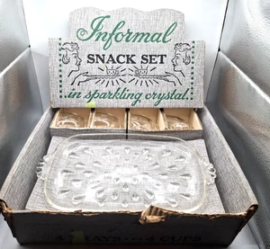 Vintage HAZEL ATLAS Crystal Informal Snack Set, Watermelon Seed Pattern  - Picture 1 of 12